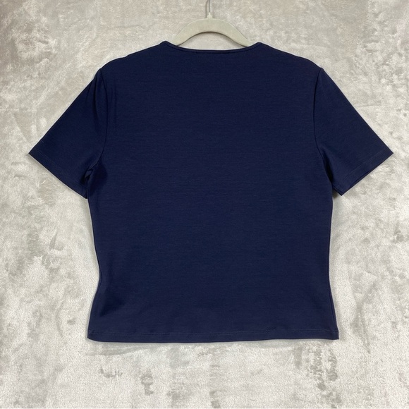 St. John Sport Navy Basic Classic Tee Shirt Embroidered Logo Sz S Petite - Picture 3 of 5